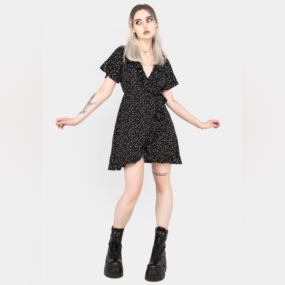 Disturbia Moonseed Wrap Ruffle Dress US 4 / UK 8